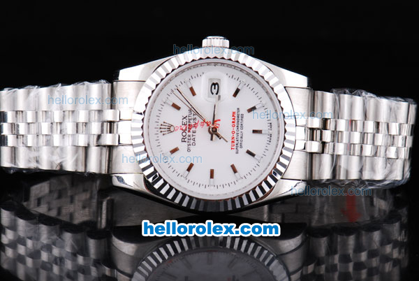 Rolex Datejust Turn-O-Graph Oyster Perpetual Automatic Movement with White Dial - Click Image to Close